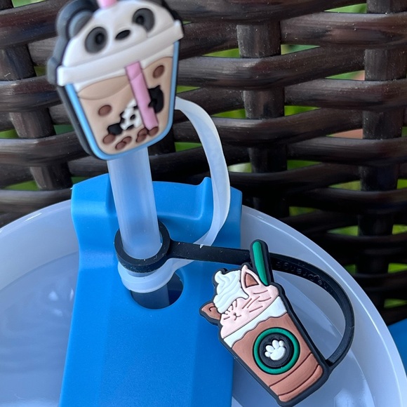 BNWT HYDRAQUENCH 40 fl. oz. Light Blue Tumbler with 2 Straw Topper - Picture 8 of 8